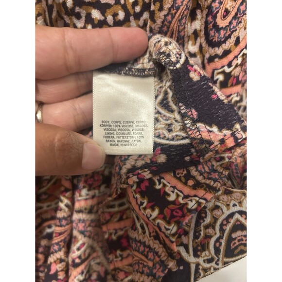 Anthropologie Maeve Smocked  Paisley Peasant Tie Sleeves Midi Dress Size Large - Picture 5 of 7